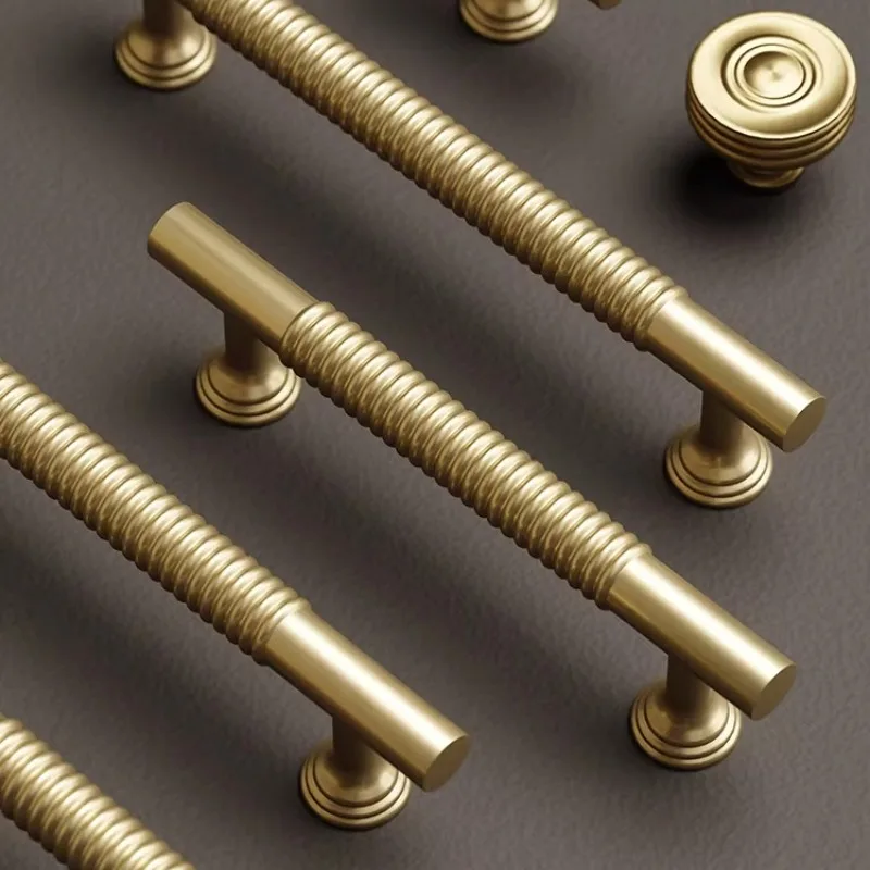 Messing-Schrankgriffe, Möbelbeschläge, Griffe für Kleiderschränke, Schubladen, Knöpfe, französisches Gold, amerikanisch modern, retro, Schlafzimmerschrankgriffe – Detail 10