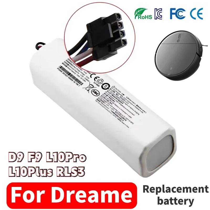 

Genuine for Dreame Robot Vacuum Mop Cleaner D9 F9 L10 L10 Pro 12800mAh Lithium-ion Battery Pack 4INR19/66-2