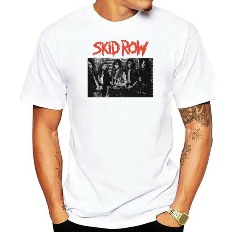 Skid Row Band Group Photo Black T-Shirt Festive Plus Size TEE Shirt