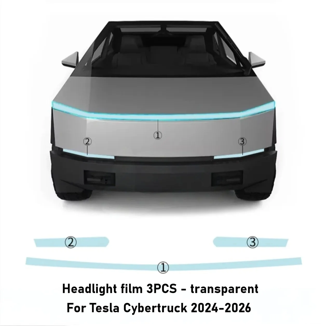 TPU Decal Film For Tesla Cybertruck 2024-2026 Transparent Headlight Light B C Pillar Protection Cover Anti-Scratch Resistant Dec