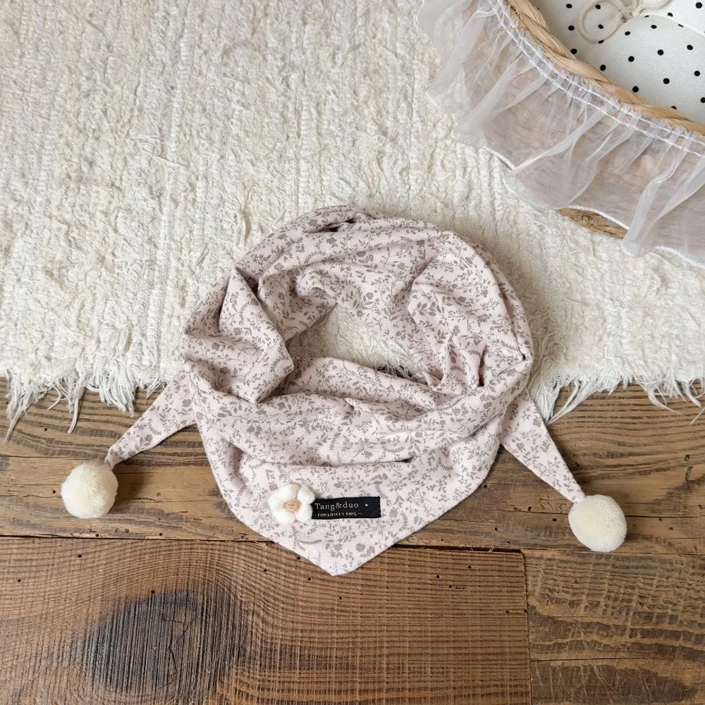 Cute 3D Floral Kid Triangle Scarf Soft Skin-Friendly Windproof Neck Warmer Lightweight Cozy Neckscarf Winter