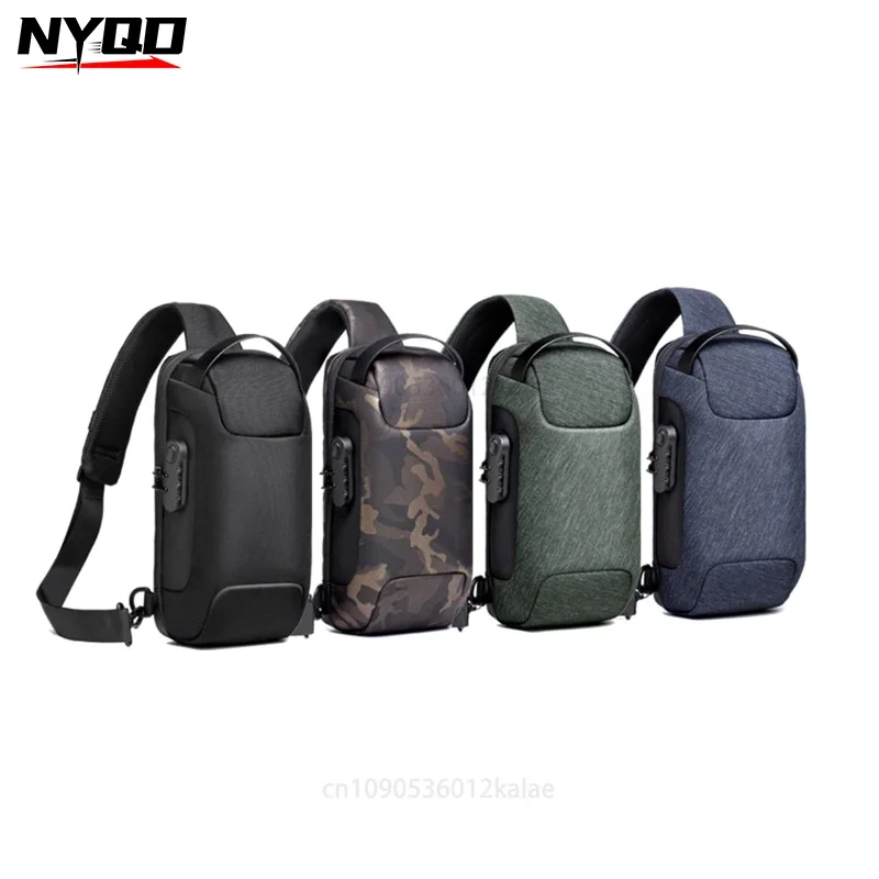 Waterproof Oxford Waist Bag Multifunction Short Travel Messenger Chest Pack Men'S Usb Crossbody Bag Anti-Theft Shoulder Bags