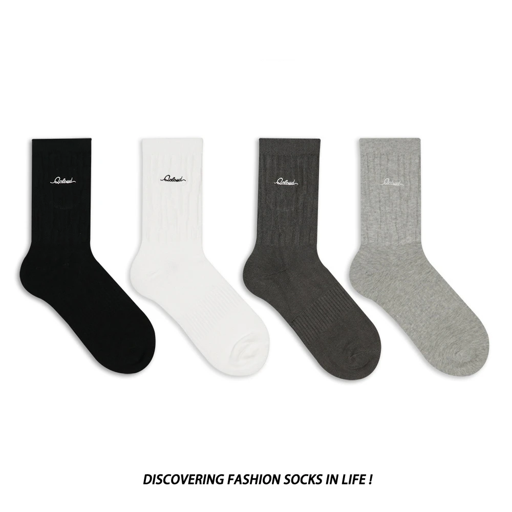 メンズコットンワークソックス、クッション性のあるロングスポーツ通気性アンクルクルーソックス、メンズカジュアルソックス、自転車ソックス