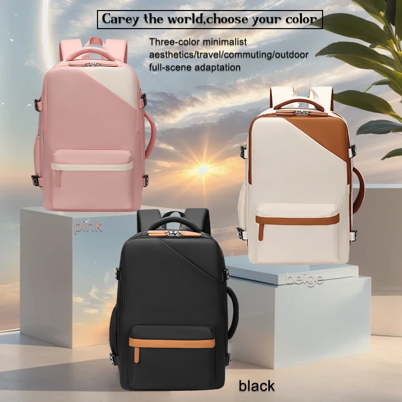 

Backpack expandable 15.6-inch business backpack multifunctional leisure travel backpack contrasting color student backpack