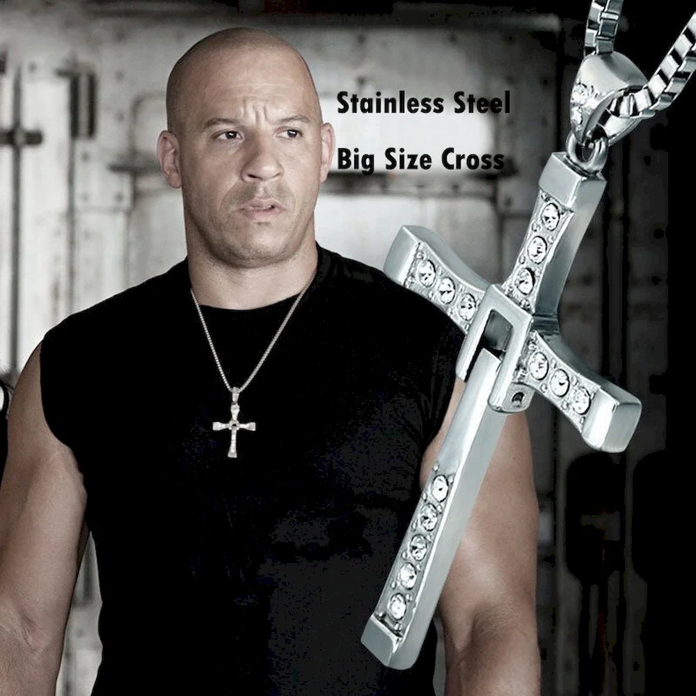 60cm Length Stainless Steel Pendant Necklace Solid 78*45mm Big Size Cross Men Waterproof Neck Jewelry Wholesale Drop Shipping