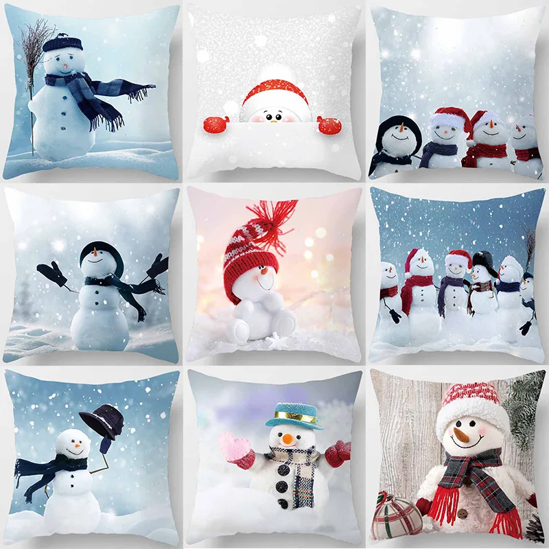 

Christmas Decoration Snowman with Cap Pillow Covers Short Plush Thick Pillow Cases Sofa Pillow Cushion Covers