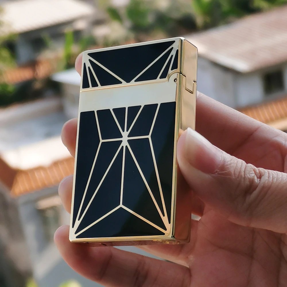 

Pure Copper Metal Windproof Luxury Cigarette Lighter Handmade Engraved Pong Sound Butane Lighter Smoking Accessory Man's Gift