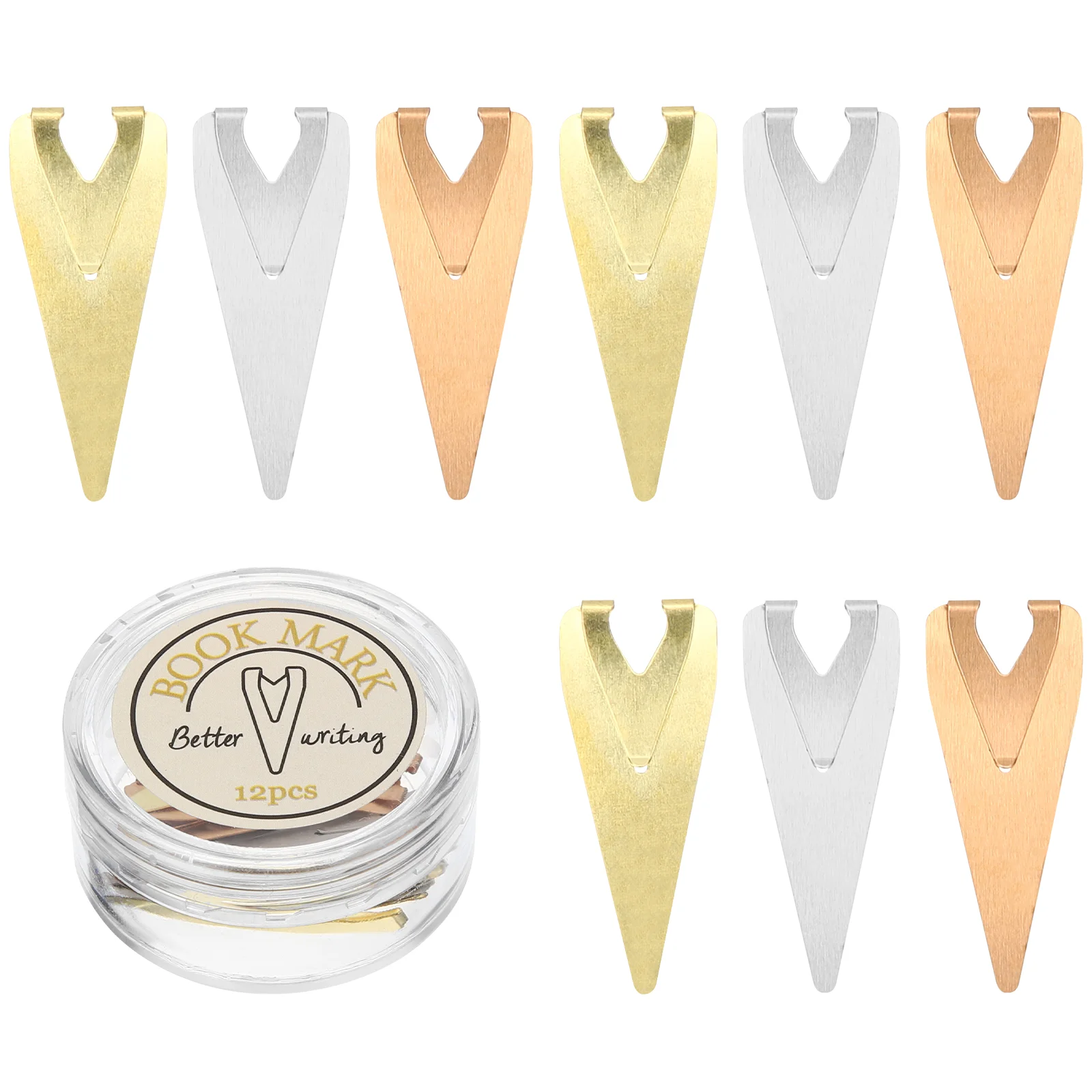 

12 Pcs Metal Bookmark Holder Beaded Books Line Markers Tin Stainless Simple Arrows Bookmarks Brass for Men Page