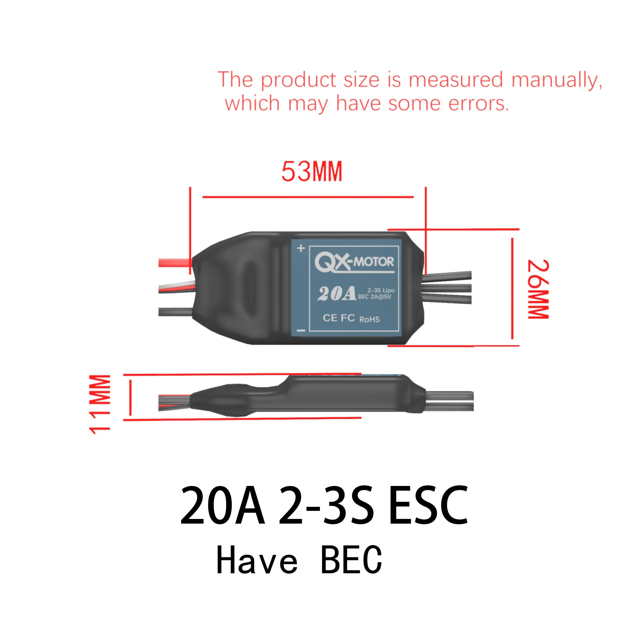 QX-Motor 30mm 6 Blades EDF QF1611(1311) 14000KV 7000KV  5000KV Brushless Motor With 20A 3s 4s ESC for Fixed-wing Aircraft