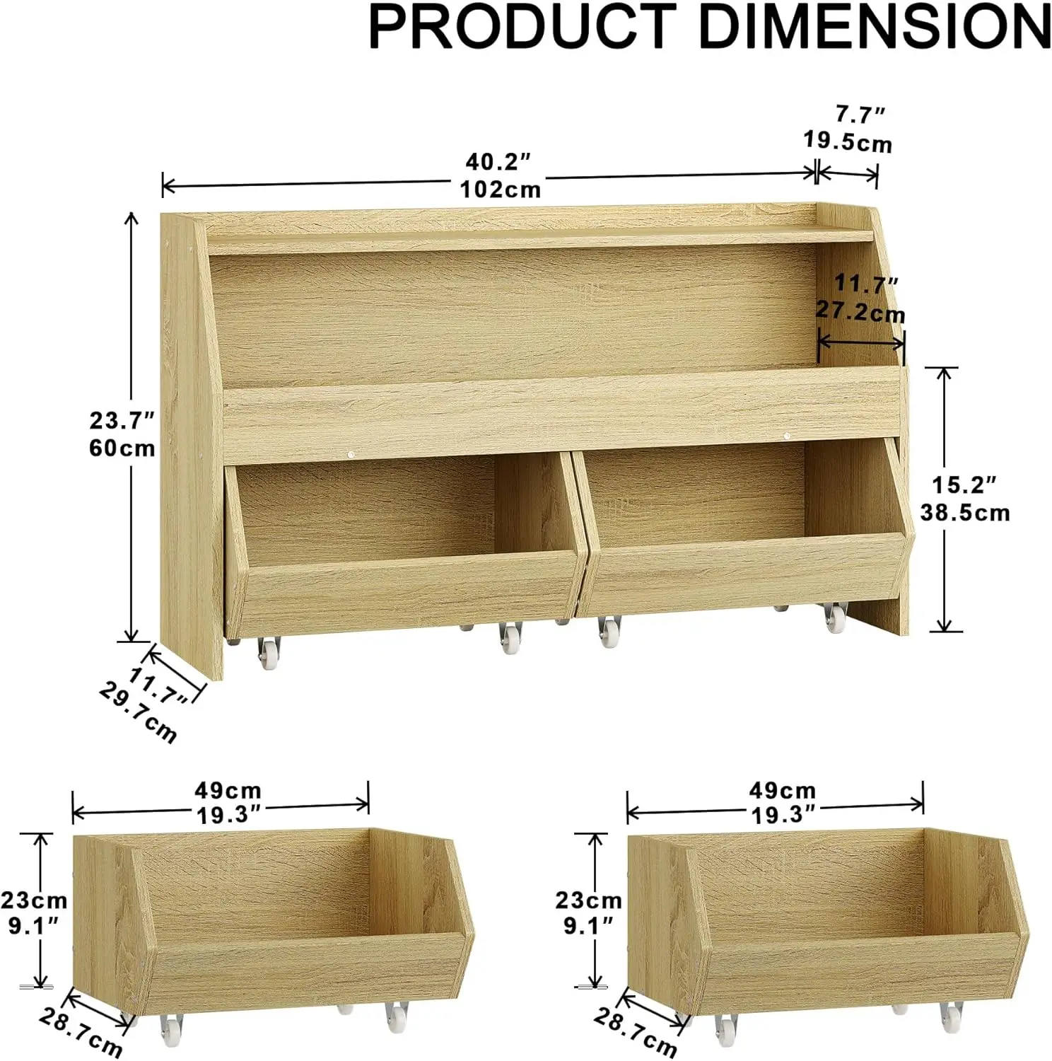 Storage Organizer for Kids, Toy Storage Cabinet with Drawers, Boys and Girls Toy Shelf with Wheels, Toy Organizer Kids Books