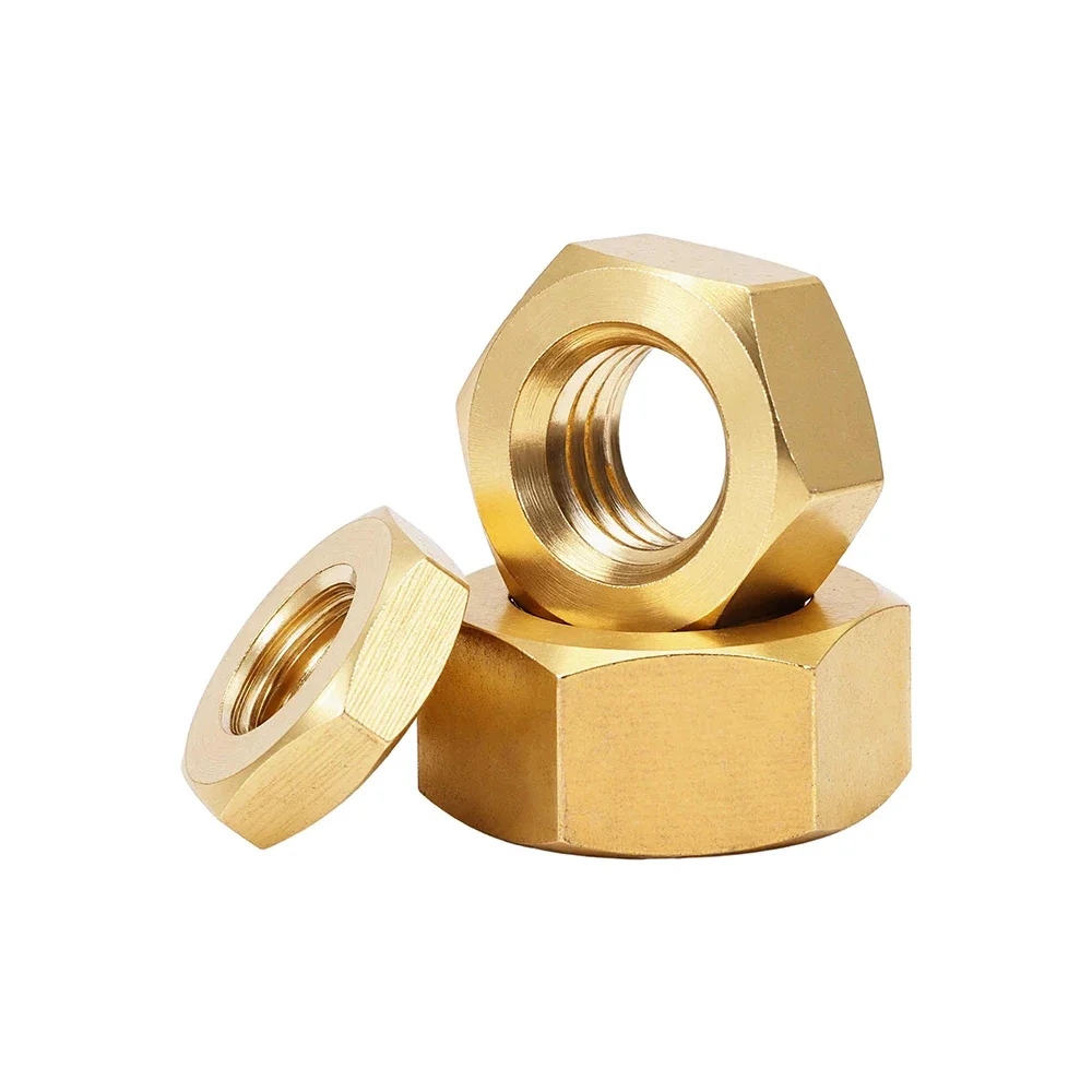 1-100 pces m1.4 m1.6 m2 m2.5 m3 m4 m5 m6 m8 m10 m12 m14 m16 m20 m22 m24 porca hexagonal de bronze rosqueada métrica parafusos din934