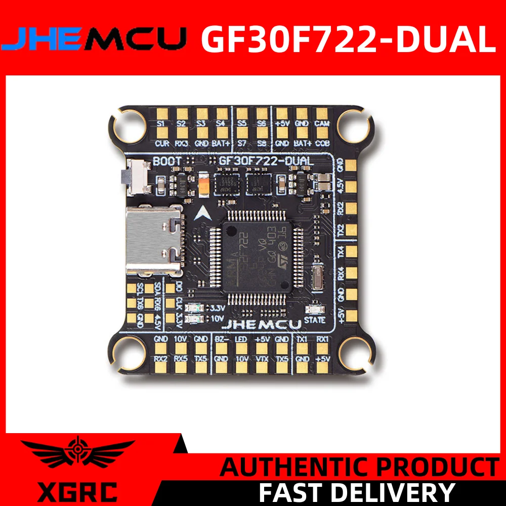 

JHEMCU GF30F722-Dual F722 Flight Controller Double BEC Double Gyro 3-6S Lipo 30.5*30.5mm for RC FPV Freestyle Drone