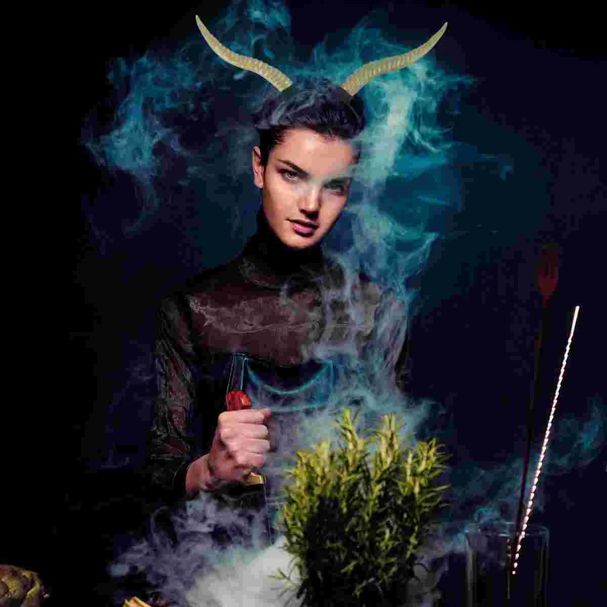 Diadema con garra, cuerno gótico, moda para el cabello, tocado de Halloween, accesorios de antílope, color negro