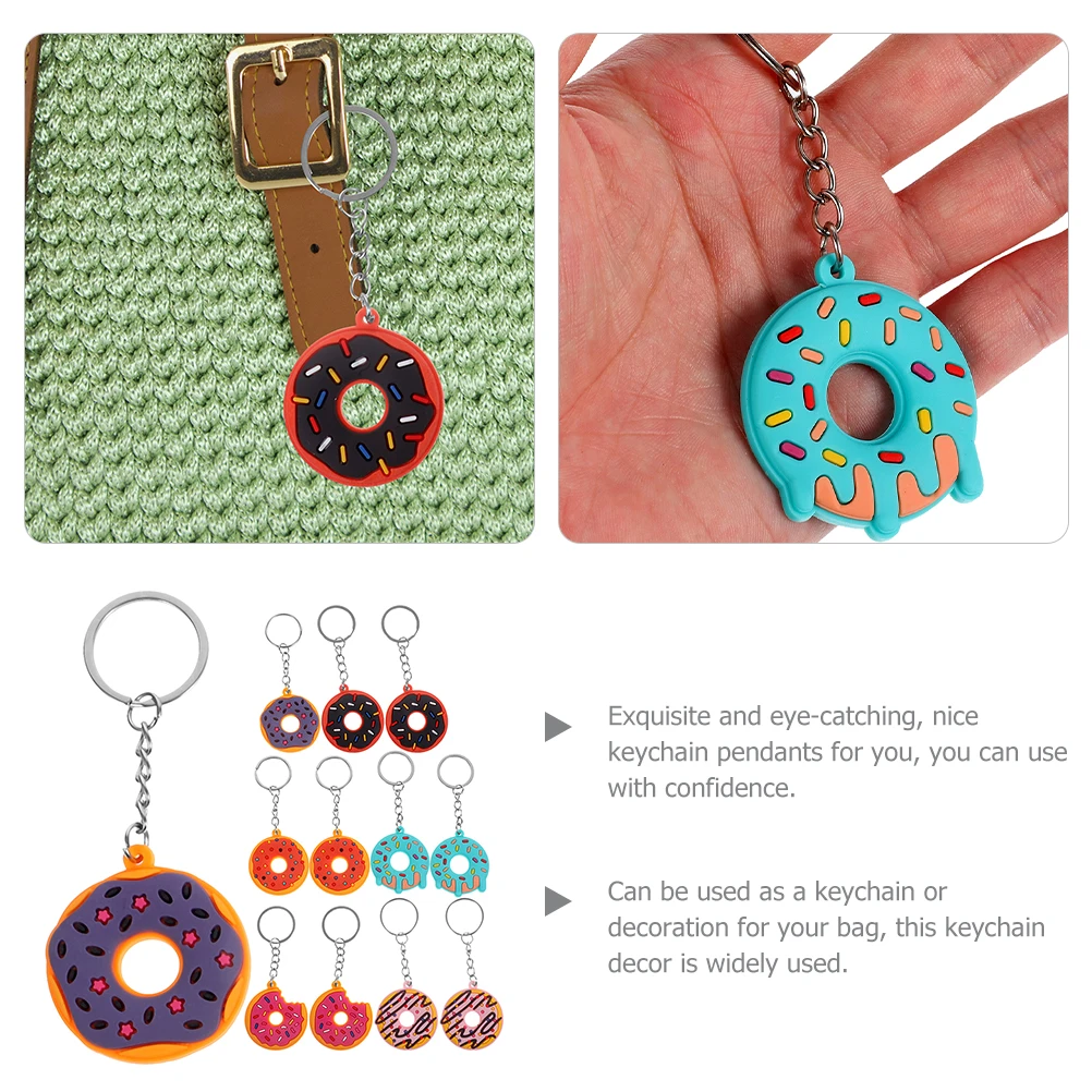 

18Pcs Donut Keychain Pendant Cute Soft PVC Key Ring Bag Hanging Charm Decorative Keychains for Backpack Key Holder