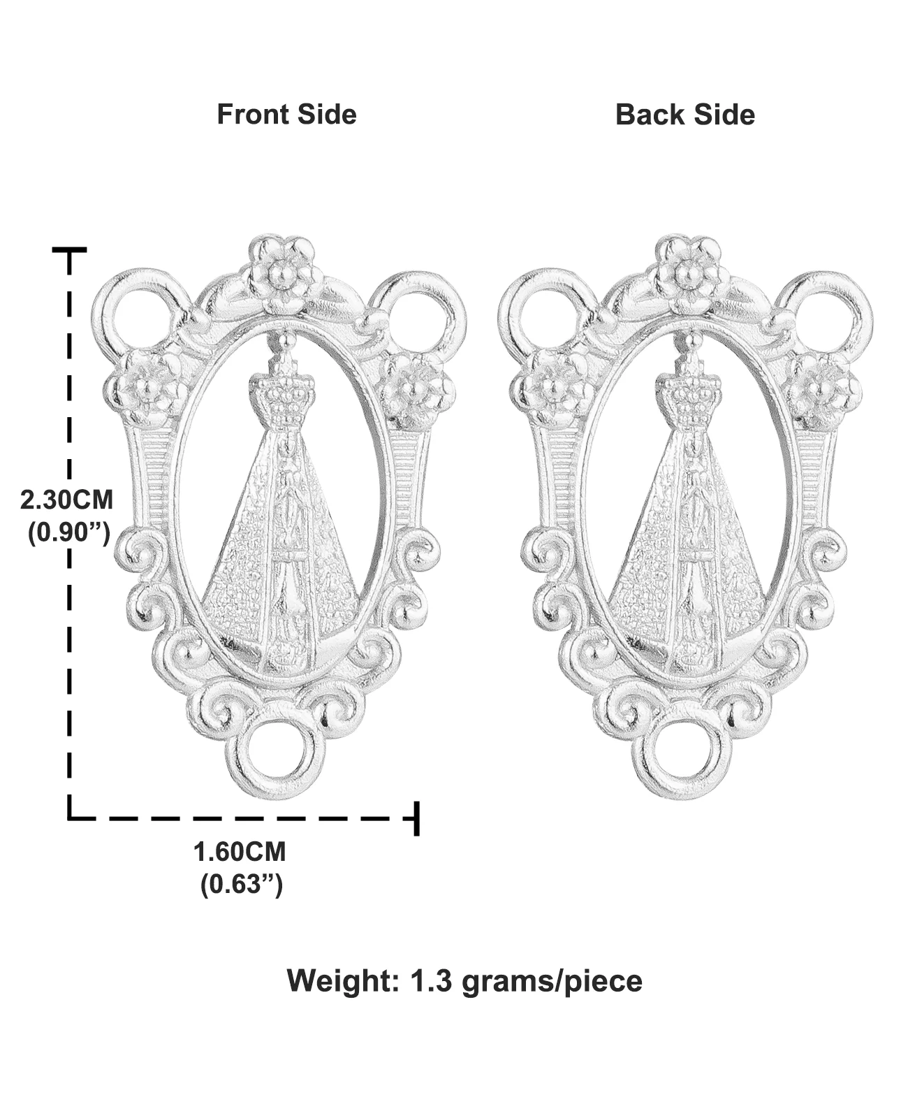 10Pcs Christian Our Lady of N. Sra. Aparecid Rosary Centerpieces Floral Hollow Virgin Mary Connectors DIY Making Jewelry