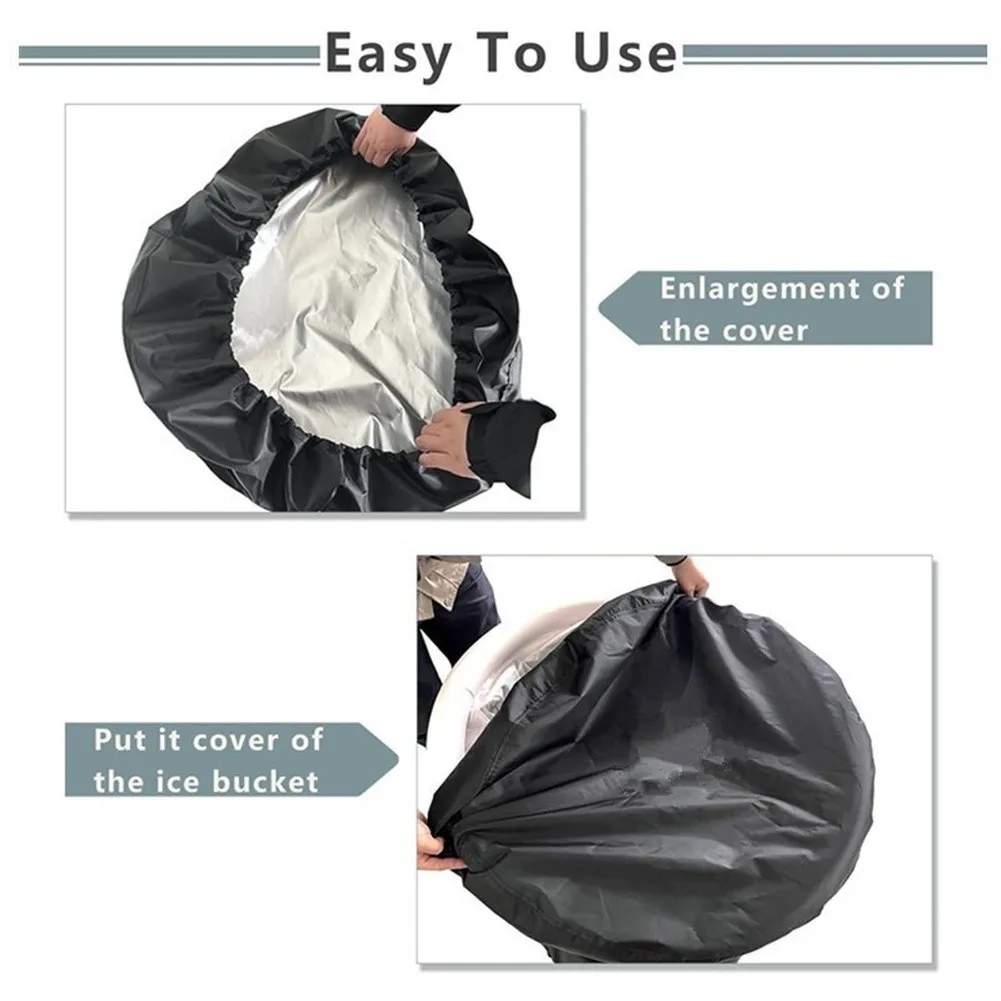 Portable Ice Bath Cover Waterproof Oxford Cloth Dust Lid With Drawstring For Round Tub 85cm 95cm Outdoor Cold Plunge Accessories