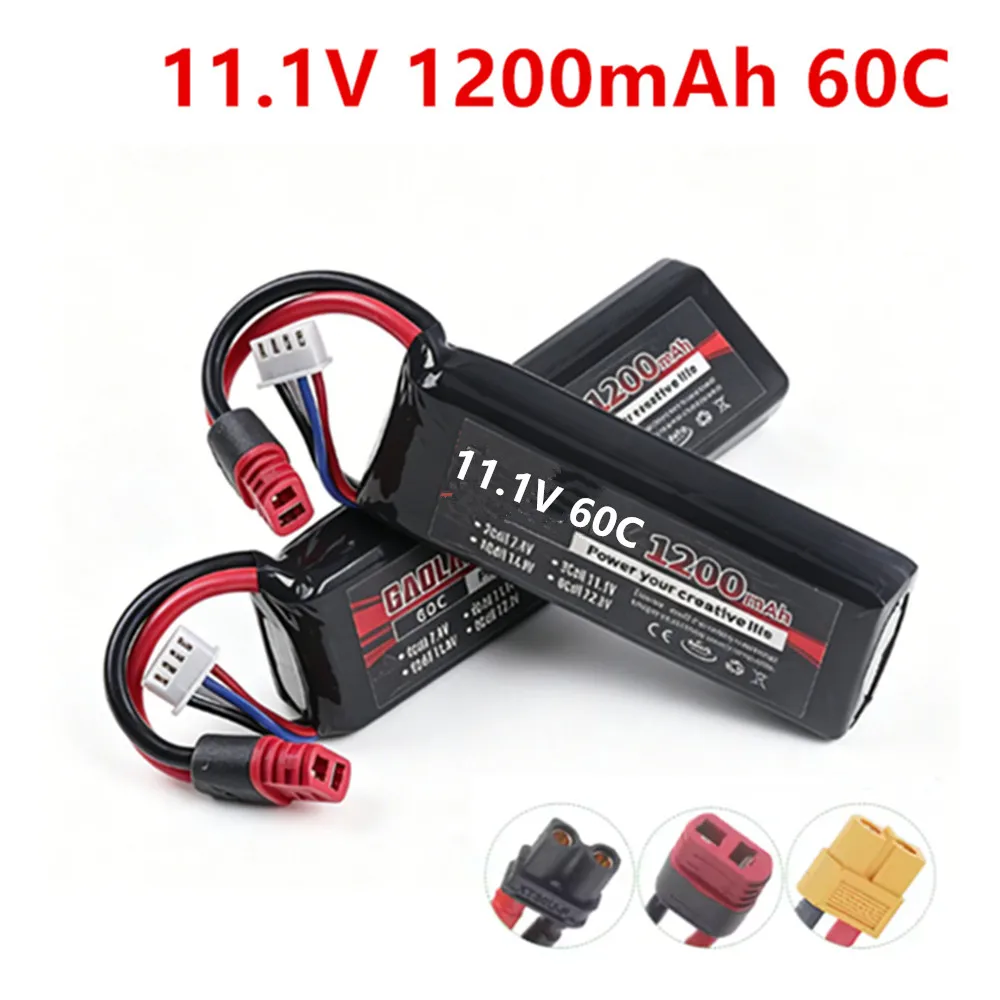 3S 11.1V RC LiPo Battery 1200mAh 60C For RC Car FPV drone RC Remote Control Off road Vehicle 3S Batteries
