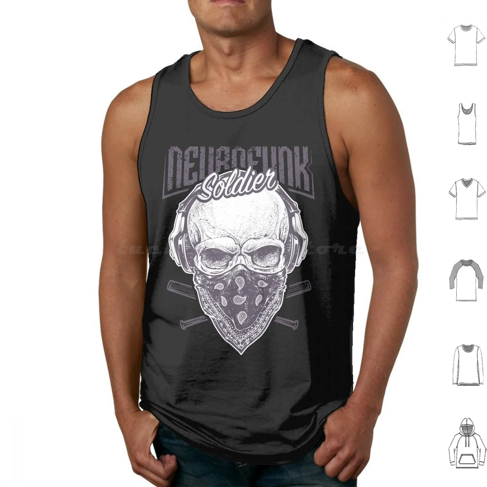 Neurofunk Soldier-Fearless Products Tank Tops Print Cotton Skull Funk Soldier Baseball Grunge Music