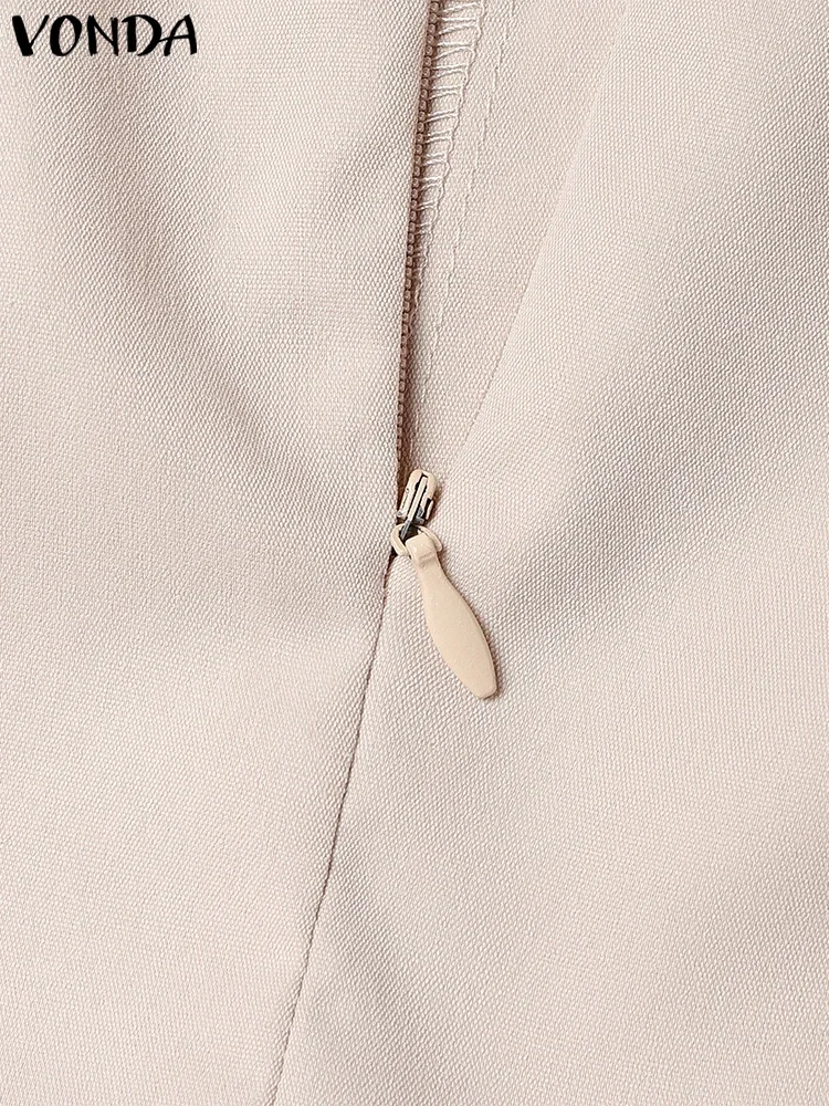 VONDA Elegant Office Lady Fishtail Skirt Women Summer High Waist Maxi Skirts 2025 Fashion Pleated Solid Color Long Skirt Street