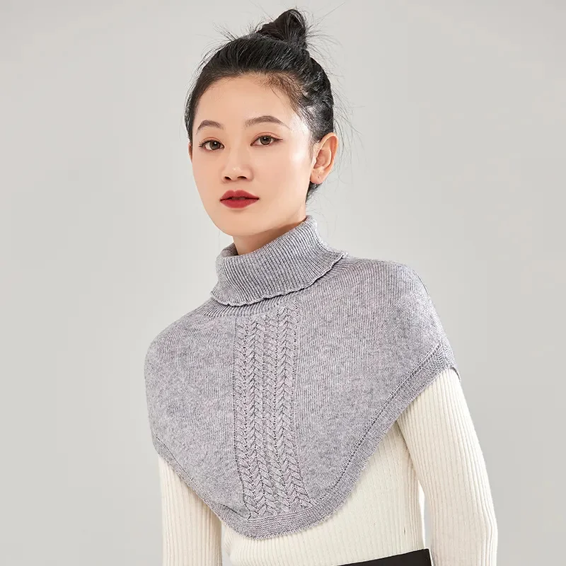 

Y2K Autumn Winter Short Sweater Shawl 2024 New High Neck Collar Women's Clothes Pullover Blouse Solid Color Fashion Knitwear Top