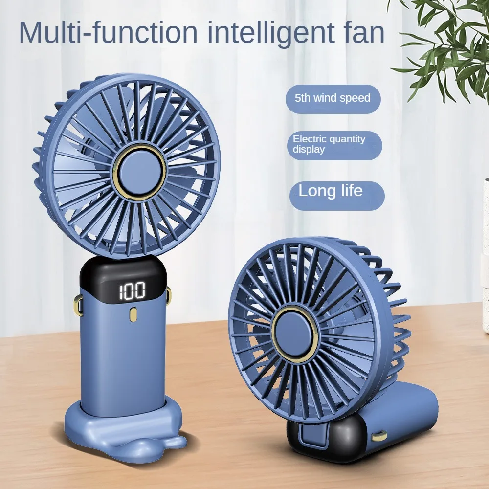 

Новый мини-вентилятор USB Портативный складной портативный шейный вентилятор 5-скоростной перезаряжаемый вентилятор с держателем для сотового телефона и дисплеем