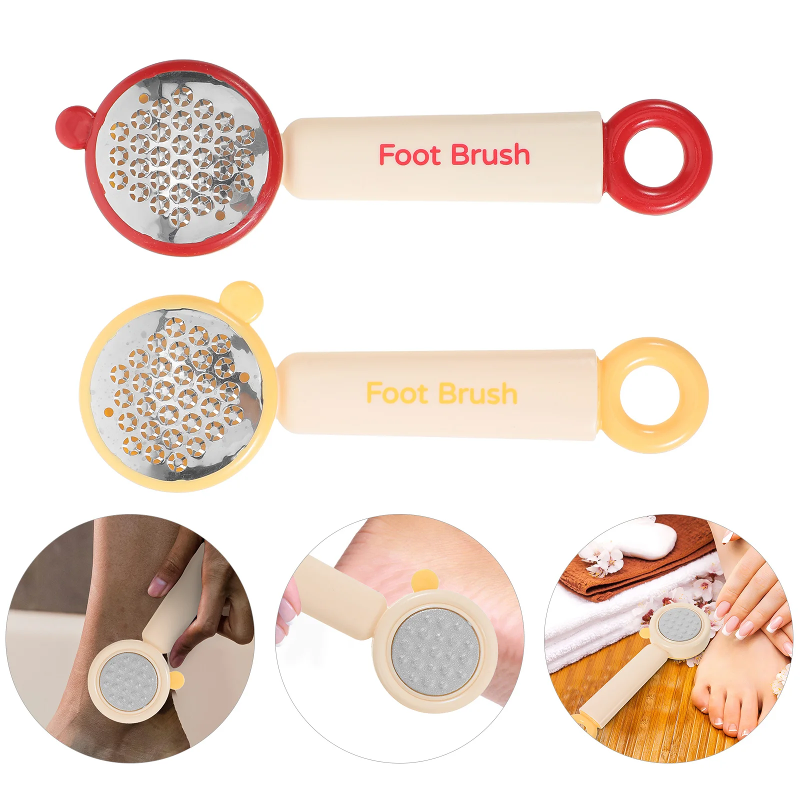 2 Stuks Voet Scrubber Voor Dode Huid 3In1 Teen Reinigingsborstel Rood Geel Douche Peeling Tool Eelt Remover Pedicure accessoire
