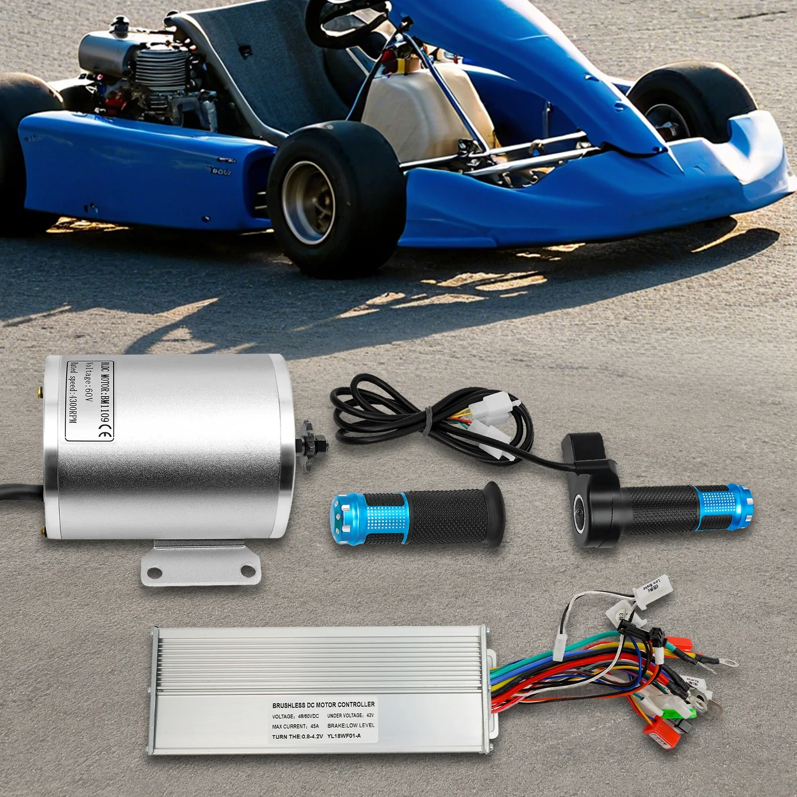 NEUESTE E-Bikes/Roller/Go-Karts 60V2000W Bürstenloser Motor & Controller, 1 Paar Universelle Gashebel, Drei-Gang- & Rückwärtsfunktion