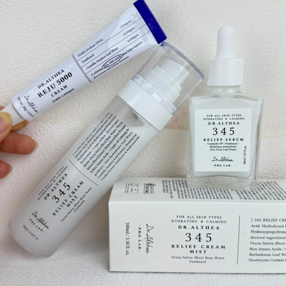 Korean Skincare Set for Sensitive Skin 345 Relief Series for Weak Barrier Acne Prone Redness Prone Skin, Soothing Calming Care