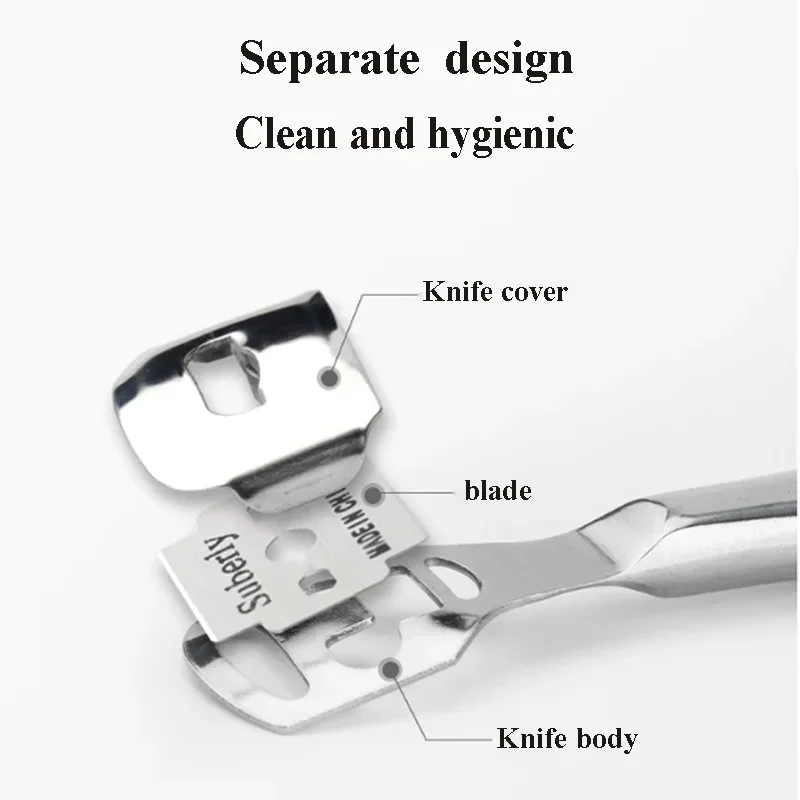 ماكينة حلاقة مسامير القدم كعب مزيل الجلد الصلب أقدام اليد باديكير الحلاقة أداة الحلاقة مقبض من الفولاذ المقاوم للصدأ 10 شفرات أدوات العناية بالقدم