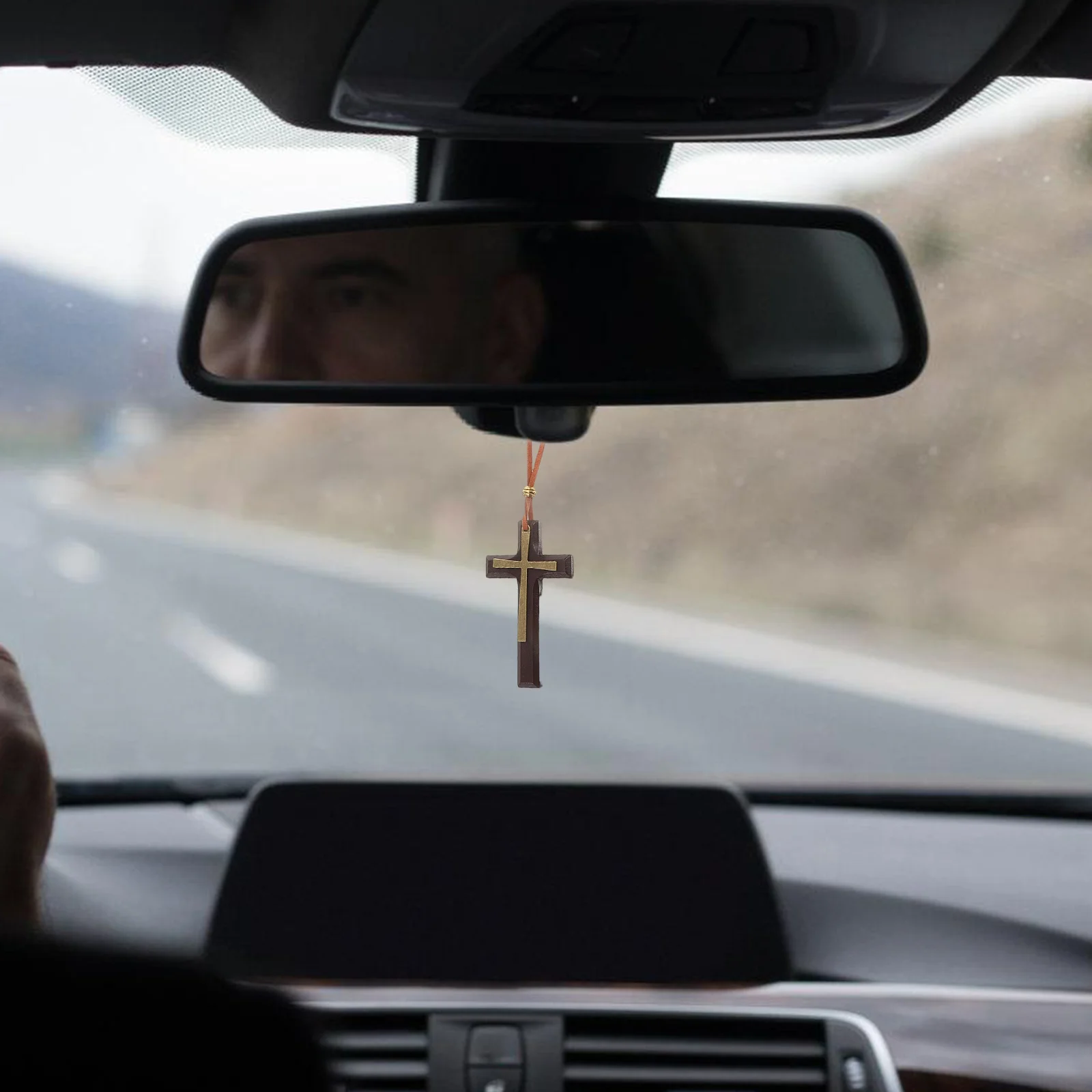 

Vintage Handcrafted Wooden Pendant For Rear View Mirror Charm Ornament Religious Decoration Men Women Auto Interior Hanging