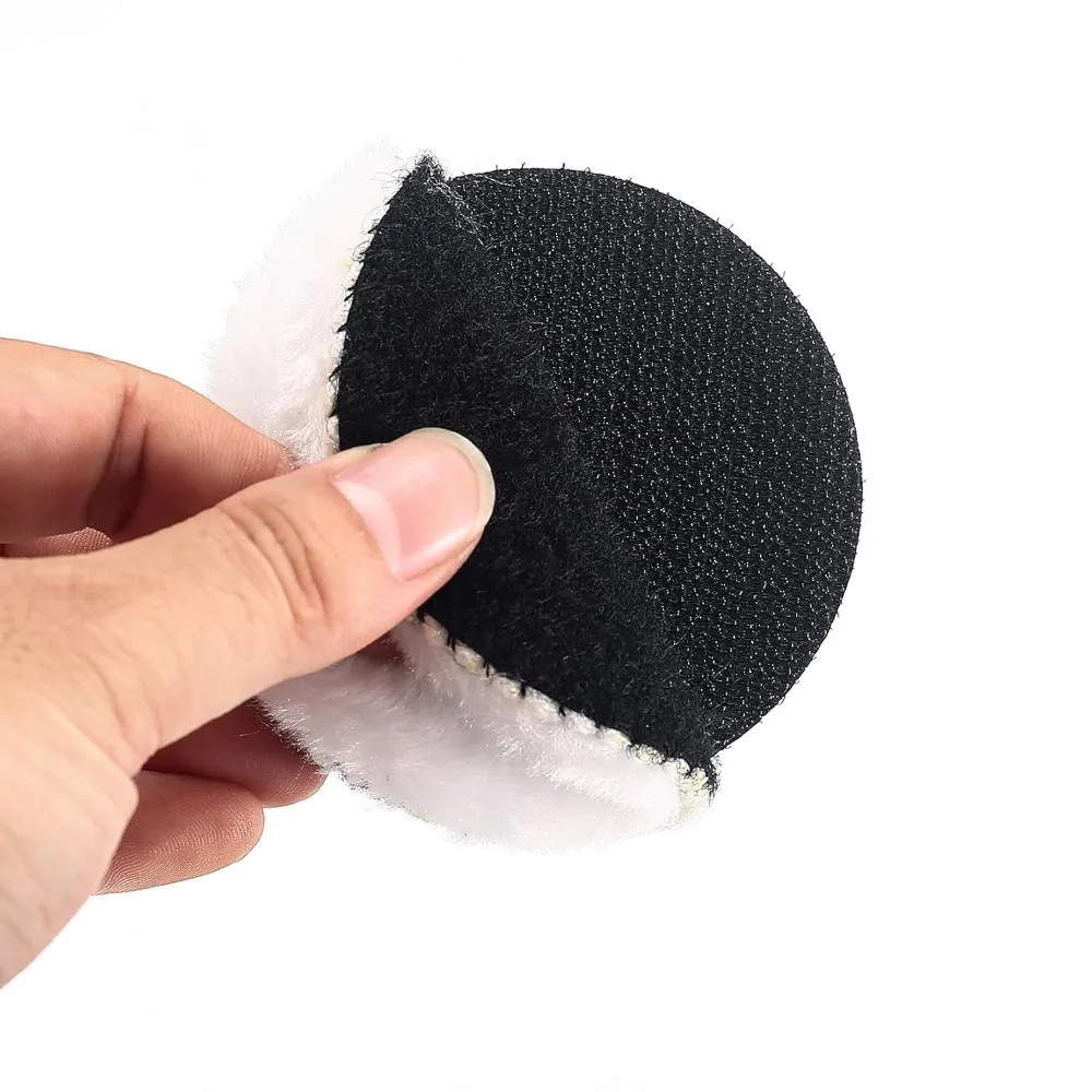 Tampons de polissage en laine, roue de polissage de voiture de 3 pouces avec crochet et boucle arrière pour fixation de tampon de perceuse, voiture 10 pièces