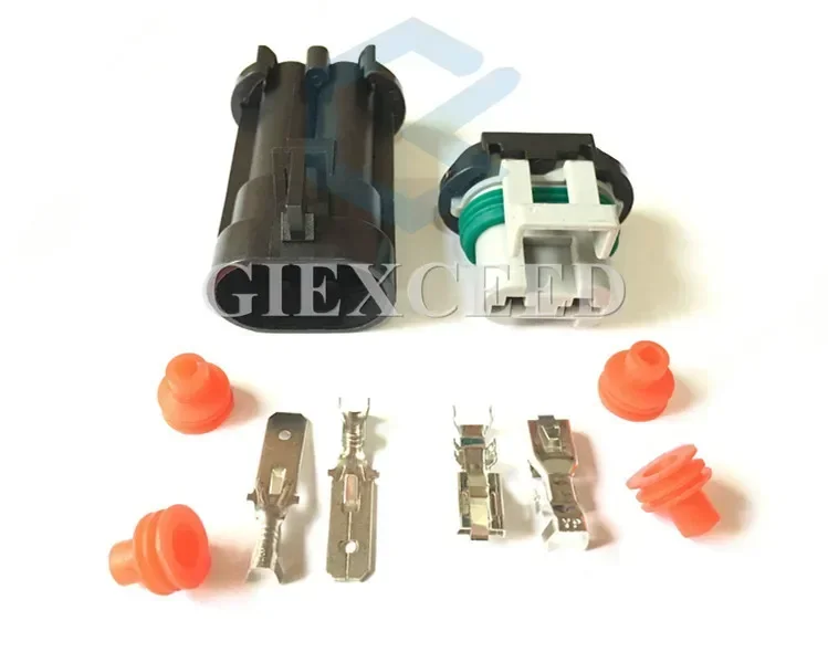 

2 Sets 2 Pin AC Assembly 6.3mm Socket 15363990 15363993 15344054 Auto Fan Radiator For BUICK Toyota Map Sensor Connector
