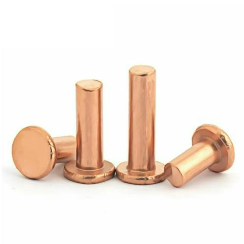 5-400pcs GB109 Pure Copper Flat Head Solid Rivets Hammered Flat Round Cap Copper Fasteners M2 M2.5 M3 M4 M5 M6 M8