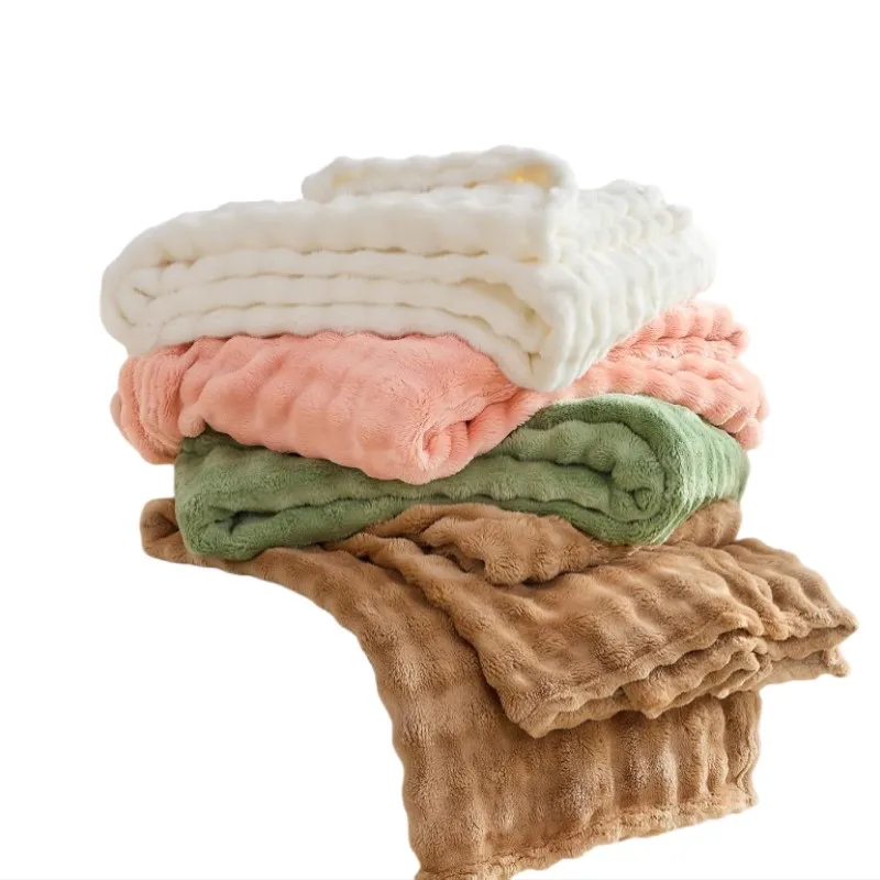 3D Bubble Orange Plush Blanket Soft Warm Cozy Textured Flannel Fleece Couch Throw Gift Plaid - Comfortable Summer Blankets - view 6