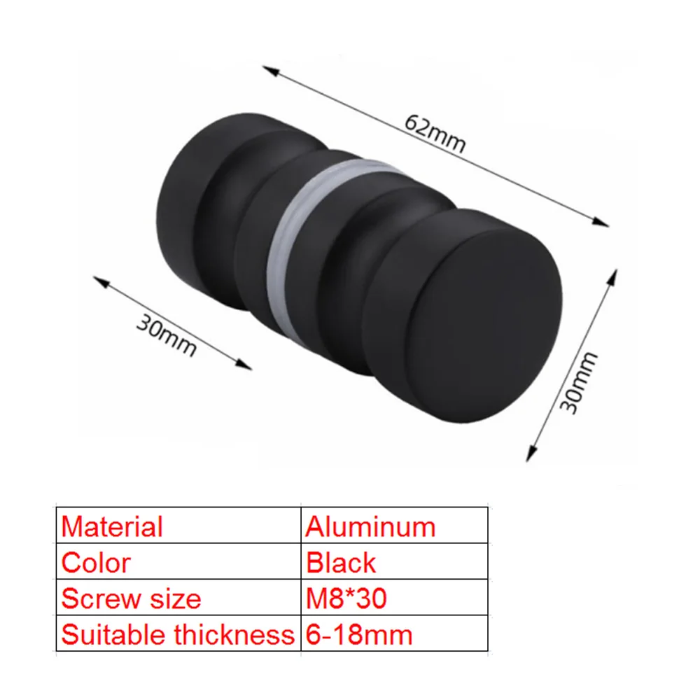 Modern Aluminum Alloy Door Handle Bathroom Glass Door Knob Shower Cabinet Window Kitchen Cupboard Hardware Handle with Screw