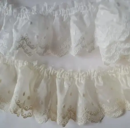 Width:7cm(2.75”inch)Unilateral fold exquisite pattern cotton embroidery Lace Fashion Laces Handmade DIY Sewing(SSA-4824)