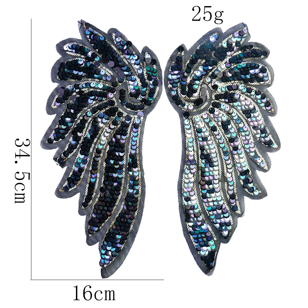 Big Wings Paillette Sequins Patches Iron On Appliques Heat Labels On Clothes DIY Apparel Accessories Patch For Clothing Patches