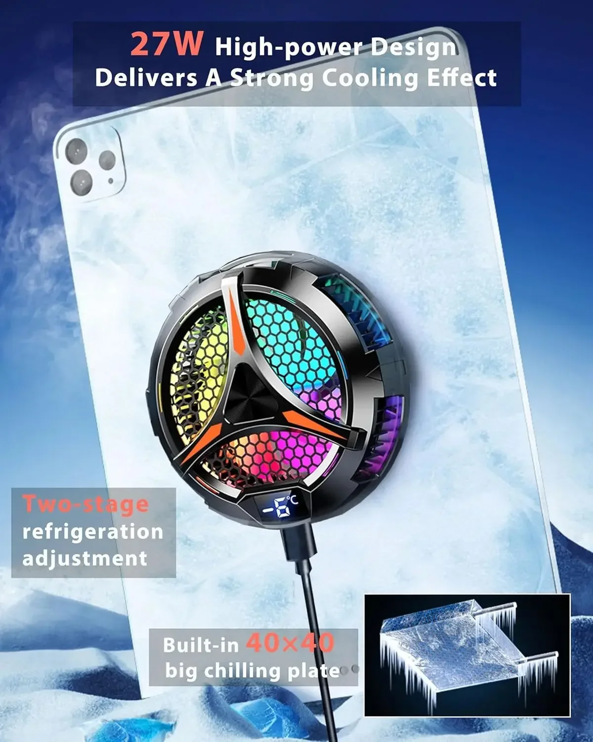 X42 fan phone Magnetic Cooler for Dedicated tablet with Aluminum laptop tablet Stand radiator peltier cooler for iPad iphone Mac image 2