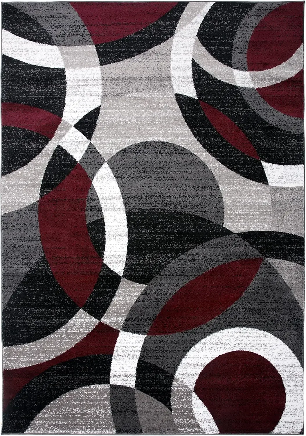 Contemporary Abstract Circles Perfect for high Traffic Areas of Your Living Room,Bedroom,Home Office,Kitchen Area Rug 5'3