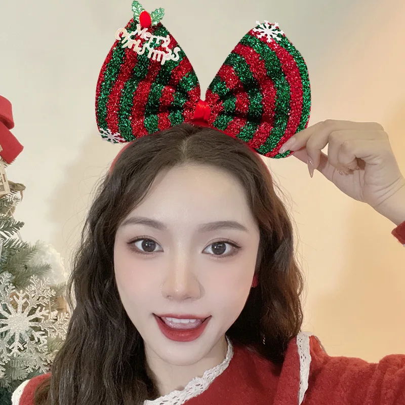 

Christmas Mouse Ears Headband Xmas Festival Hair Hoop Elk Horn Bow Hairband Women Girls Christmas Gift Party Hair Accessories