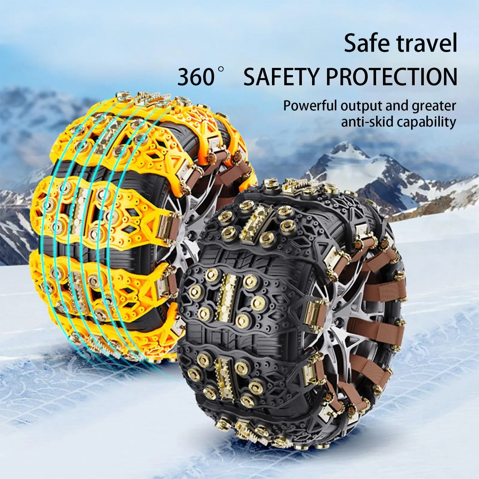 Tire Chains Cleats Anti-Slip Heavy-Duty Quiet Truck Tire Chains for Ice Winter Hiking Trailer Offroad Lawn Fishing