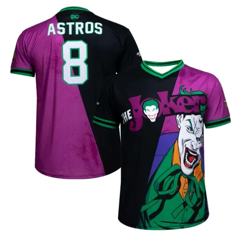 2026 Unisex DC Joker Themed American Retro Baseball Style Jersey Breathable Casual Streetwear Superhero Fans Tee