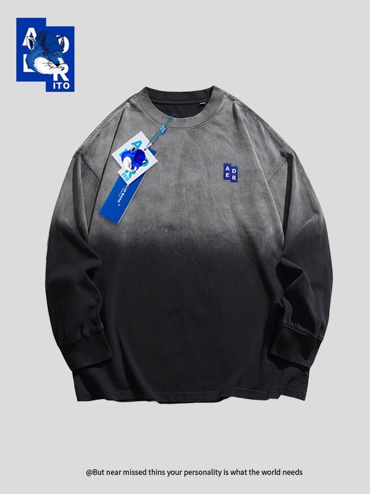 تي شيرت رجالي عصري بأكمام طويلة متدرجة الألوان، قميص فضفاض غير رسمي كطبقة أساسية للأزواج، مناسب للربيع والخريف، مريح عند الار... #1