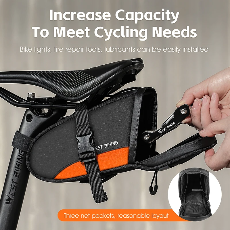 WEST BIKING Bicycle Saddle Bags Reflective Bike Rear Tool Bag