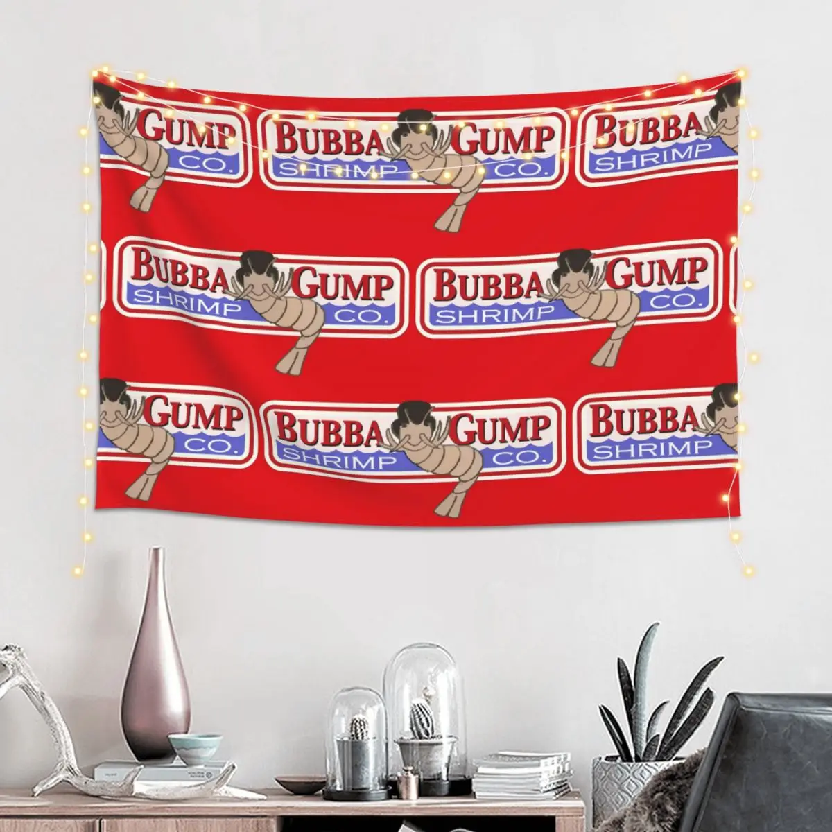 Bubba Gump Shrimp Forrest Movie Geek Tapestry Hippie Wall Hanging Aesthetic Home Decoration Tapestries for Living Room Bedroom