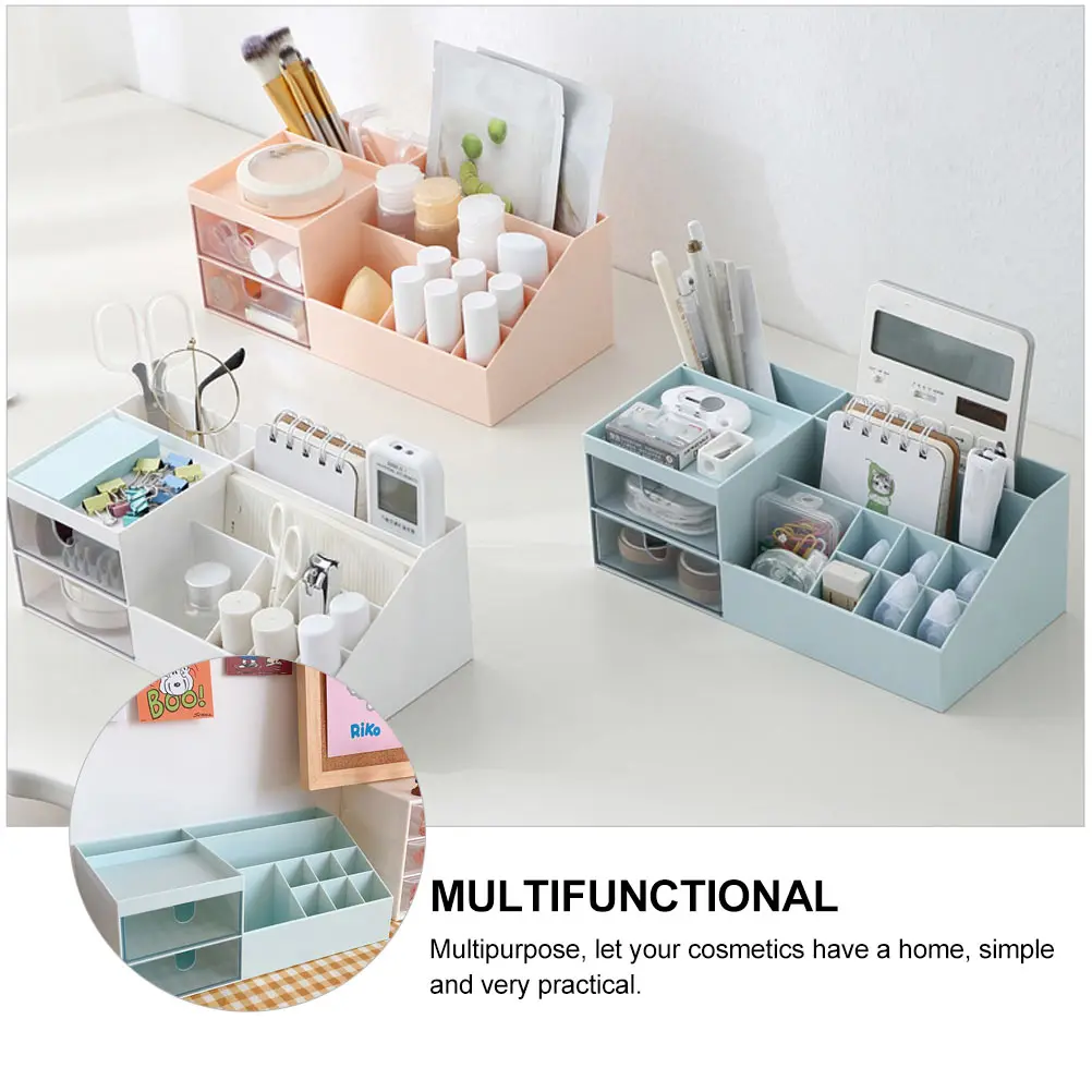 Makeup Storage Box Large Capacity Divided Desktop Organizer For Cosmetics Jewelry Sundries Dressing Table Decor Storage Drawer