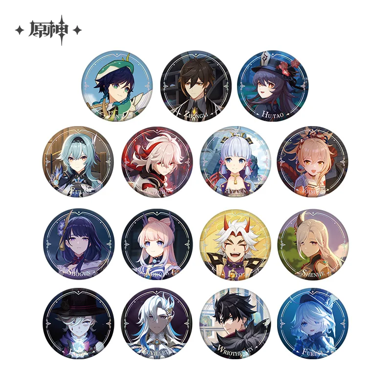 

58mm Anime Genshin Impact Game Badge Brooch Cosplay Accessories Birthday Gifts