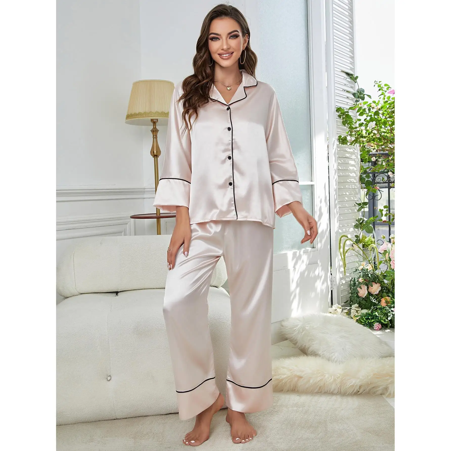 Pyjama Femme Court Manches Courtes - Ensemble Léger Doux (haut + Short) - Grande Taille - Vêtement De Nuit Confortable Pour La Maison