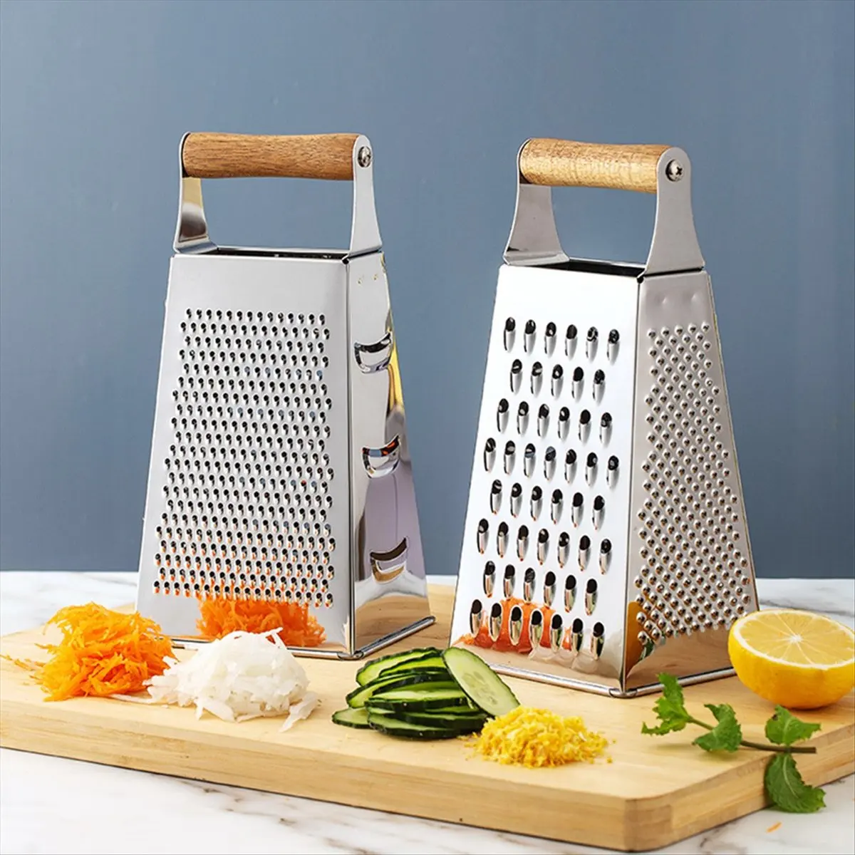 2026 Trend Multifunctional Stainless Steel Four-Sided Food Vegetable Grater Cheese Box Grater Peeling Grater