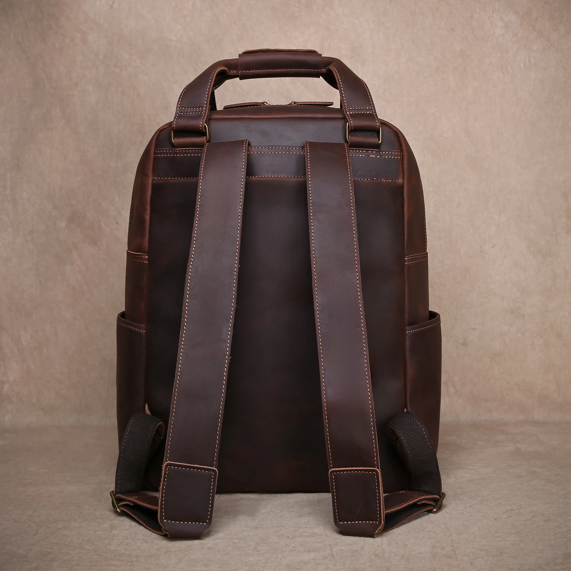 Men's Genuine Leather Double-Shoulder Bag, Genuine Leather Backpack For Business Trips And travel, Computer Bag